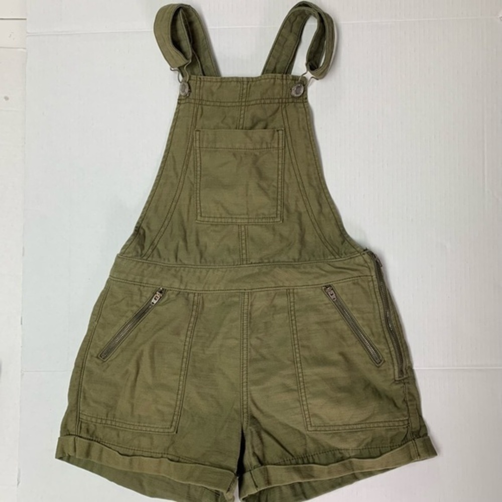 American Eagle Olive Green Cuffed Shortalls